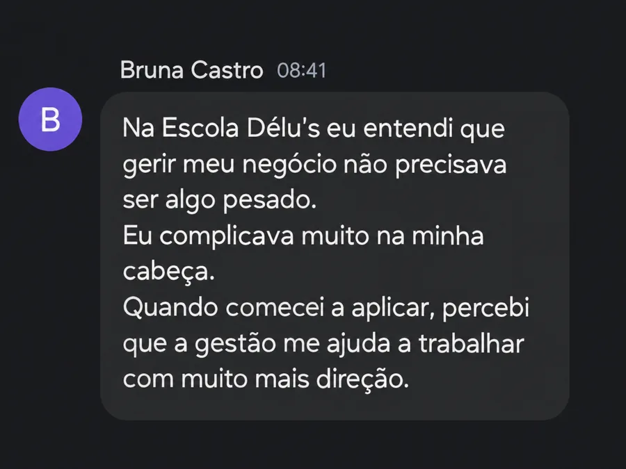 Mensagem de aluna da Escola Délu’s